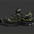 Gray And Gold Sports Shoes With Mesh Upper Cushioned Sole And Yellow Accents Design