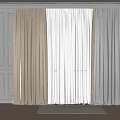 Brown Gray And White Curtains With Sheer Layer For Window In Home Interior 3d model