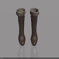 Brown Leather Boots With Gray Fur Trim On Light Blue Background And Reflection 3d model
