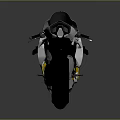 Sleek Modern White and Gray Motorcycle with Yellow Accents and Gray Background Reflection