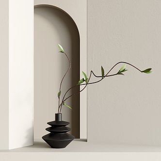 Mid-ancient style vase floral art 3d model