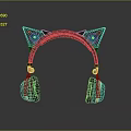Black Cat Ear Design Over Ear Headphones With Stylish Reflective Finish And Comfortable Earpads