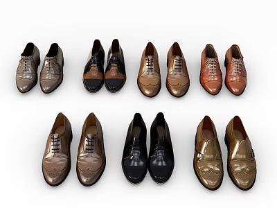 Stylish Men's Leather Shoes In Various Colors And Classic Design Styles 3d model