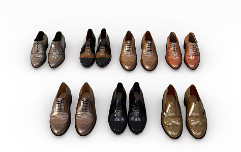 Modern Leather Shoes Clothing Combination Shoes Hat Fashion Simple 3d model