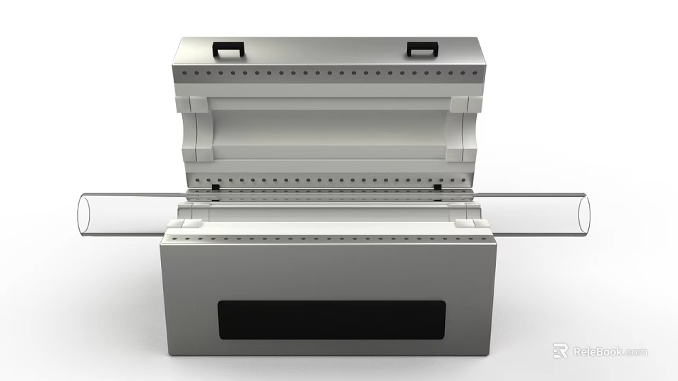 Modern Stainless Steel Electronic Appliance With Perforated Layers Handle And Panel 3d model 