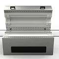 Modern Stainless Steel Electronic Appliance With Perforated Layers Handle And Panel