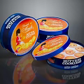 Delicious Butter Cookies In Round Blue Orange Tins With Girl Illustration