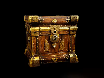 Noble treasure chest gold treasure chest environment elements game scene game props box 3d model