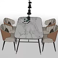 Light Luxury Dining Table and Chair Combination Dining Table and Chair Dining Table Long Table Four-person Dining Table 3d model