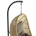 Cozy Rattan Woven Hanging Leisure Chair With Brown Comfortable Cushions