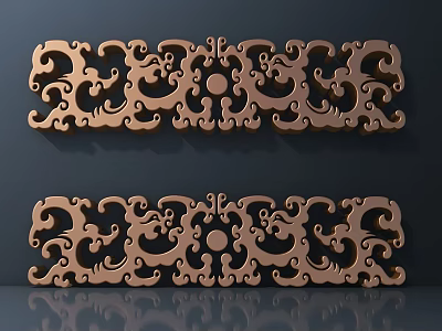 Golden Decorative Carving Panels With Intricate Traditional Patterns For Wall Decoration 3d model