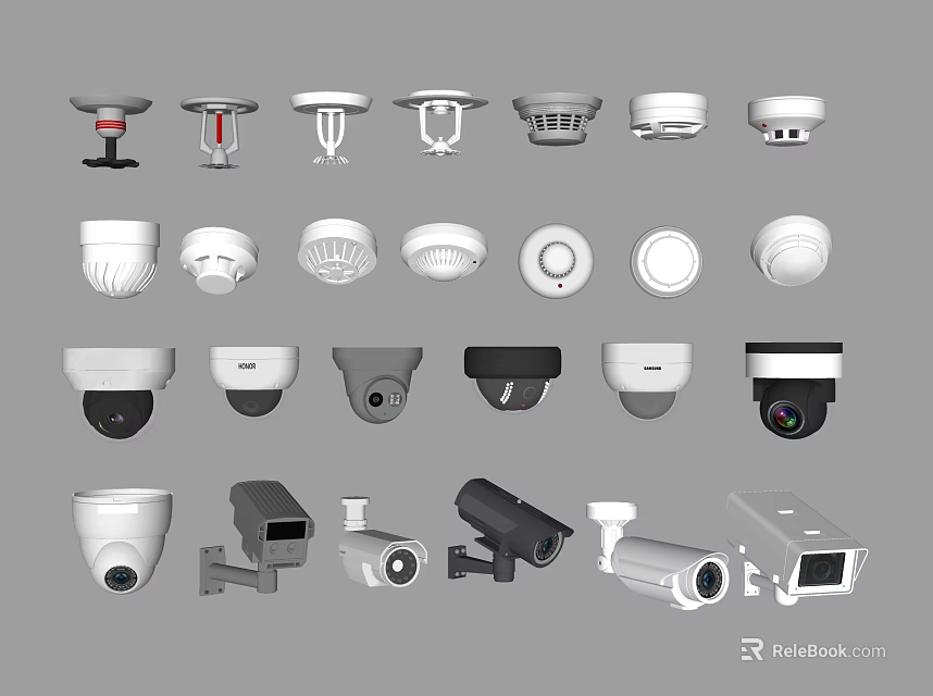 Projection Surveillance Cameras Various Types And Security Monitoring Devices 3d model 