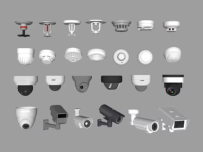Projection Surveillance Cameras Various Types And Security Monitoring Devices 3d model