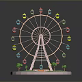 Colorful Ferris Wheel Architecture With Green Lawn Small Trees And Pathway
