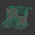 Ancient Stone Architectural Structure With Ruined Walls Wooden Beams And Stairs