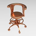 Modern Copper Single Chair With Armrests And Wheeled Base Design