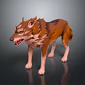 3D Modeled Wolf Character With Brown Orange Fur Sharp Ears Open Mouth Standing Pose