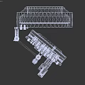 Industrial Blue Mechanical Equipment With Circular Ring Metal Components And Connecting Rods