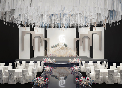 Modern Banquet Hall Wedding 3d model