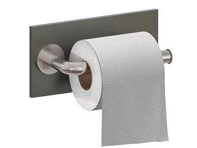 Wall Mounted Silver Toilet Paper Holder With Textured Roll For Bathroom Essentials 3d model