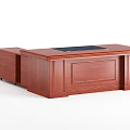 Traditional Solid Wood Office Desk Featuring Black Writing Pad And Side Cabinet