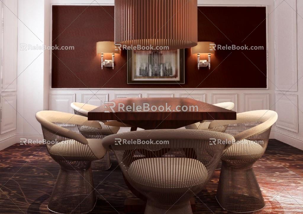 Dining table and chair combination 3d model