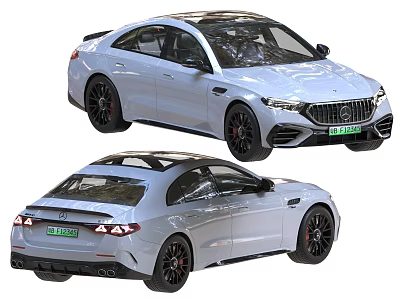 White Sporty Sedan Exterior Design With Panoramic Roof Black Wheels And LED Headlights 3d model