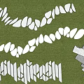 Natural Garden Stepping Stones Path With Curved Layout And Irregular Shapes On Green Grass