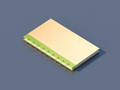 Yellow Cover Notebook With Green Spiral Binding And Simple Design 3d model
