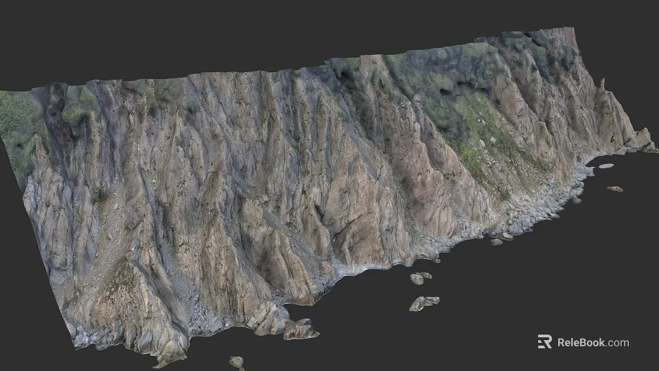 Microtopography With Rocky Cliff Steep Terrain Natural Vegetation And Base Rocks 3d model 