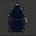 Dark Blue Vintage Metal Lunch Box With Handle Vertical Stripes And Letter V Design