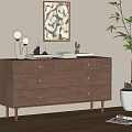 Middle Style Side Cabinet 3d model