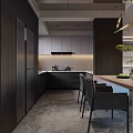 Modern Living Dining Room Interior Design With Black Sofa Coffee Table And Floor Lamp