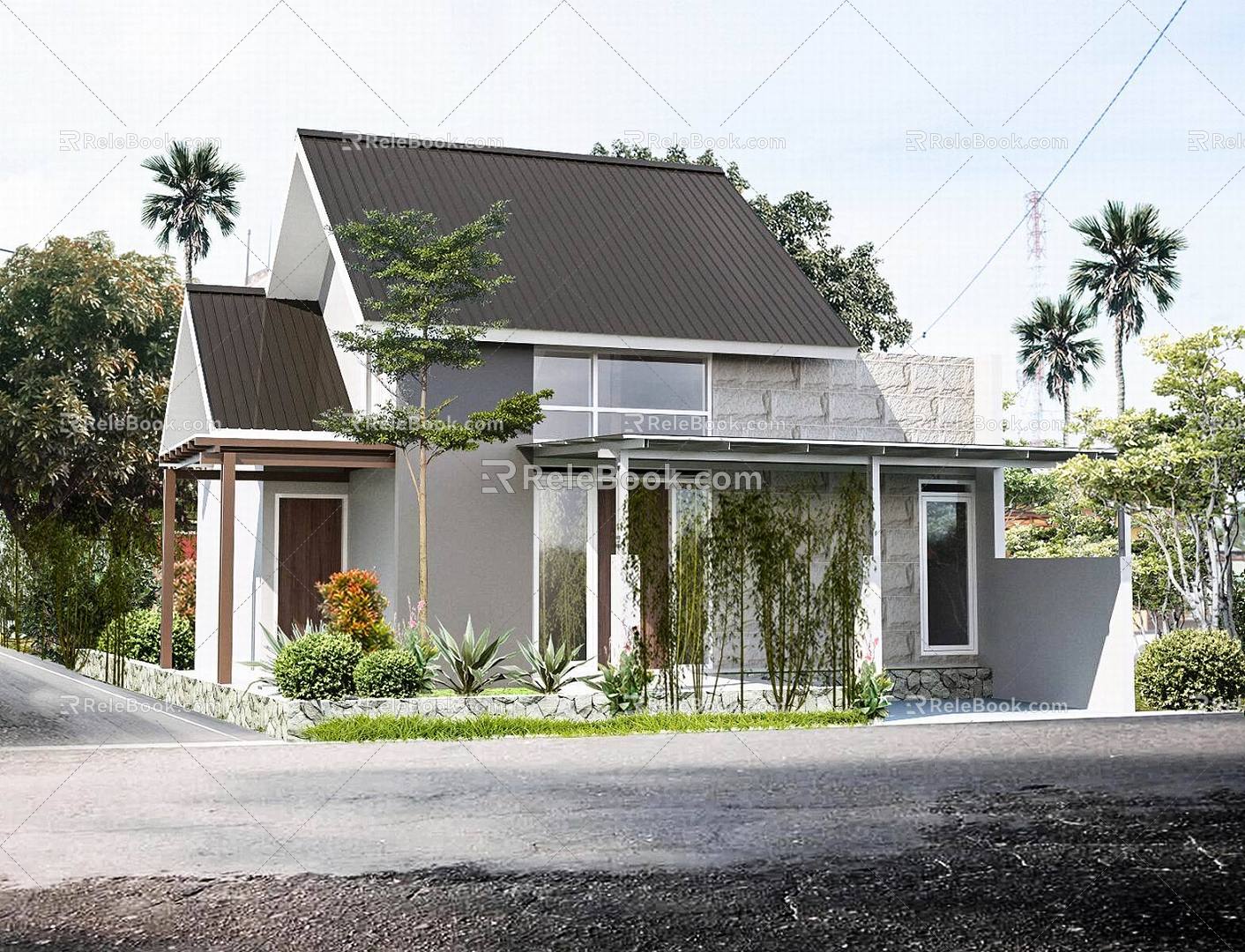 Modern single-family villa rural self-built house 3d model