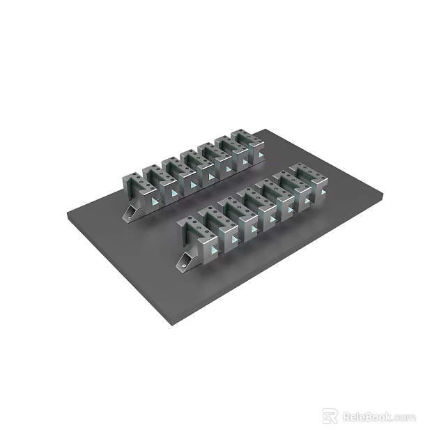 Metal Connector Modules On Black Base With Multiple Ports And Structured Design 3d model 