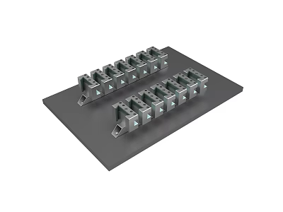 Metal Connector Modules On Black Base With Multiple Ports And Structured Design 3d model