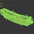 Detailed Wooden Ship Model Displaying Hull Structure And Craftsmanship Features 3d model