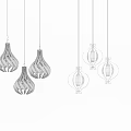Modern Decorative Pendant Lights With Various Unique Designs Hanging In Row 3d model