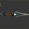 Modern Metallic Dagger With Blue Blade Red Handle And White Gem Design