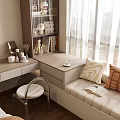 Cozy Bay Window Cabinet Nook with Sofa Seat Pillows and Natural Light