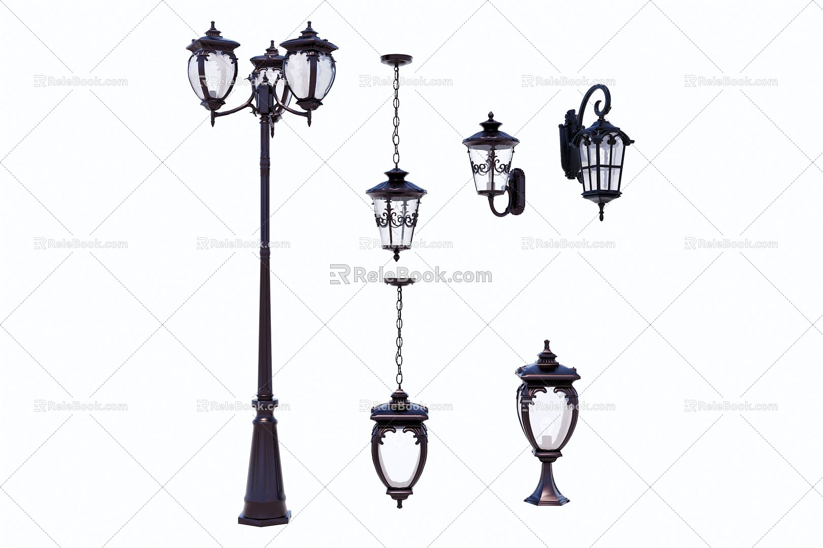 Jane European street lamp wrought iron metal 3d model