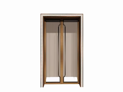 Modern Double Doors With Wooden Frame And Frosted Glass Panels For Interior Design 3d model