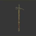 Yang Pickaxe Cross Draft Steel Tools Wood Handle Yang Pickaxe Cartoon Yang Pickaxe Tools Hardware Tools Processing Tools 3d model
