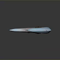 Crescent Shaped Weapon With Wooden Hilt Blue Gradient Blade And Claw Base