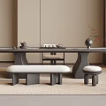 Tea Table and Chair Combination Stool Round Stool Tea Table Bench 3d model