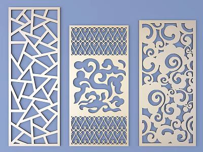 Modern Laser Cut Decorative Windows With Geometric Floral And Spiral Patterns 3d model