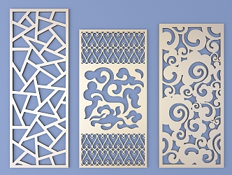 Chinese-style openwork window pane lattice openwork carved flower 3d model