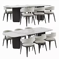 Modern Rectangular Dining Table Set With Marble Tabletop And Six Upholstered Chairs 3d model
