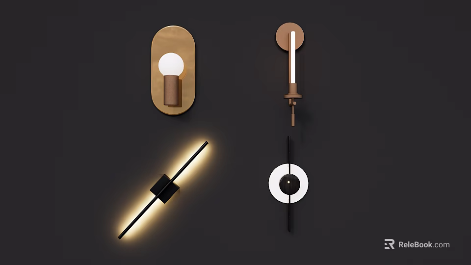 Modern Wall Lights With Sleek Designs And Metallic Finishes For Home Lighting Decor 3d model 