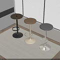 Modern Bar Stools With Brown Beige Gray Seats And Metallic Bases In Interior Room